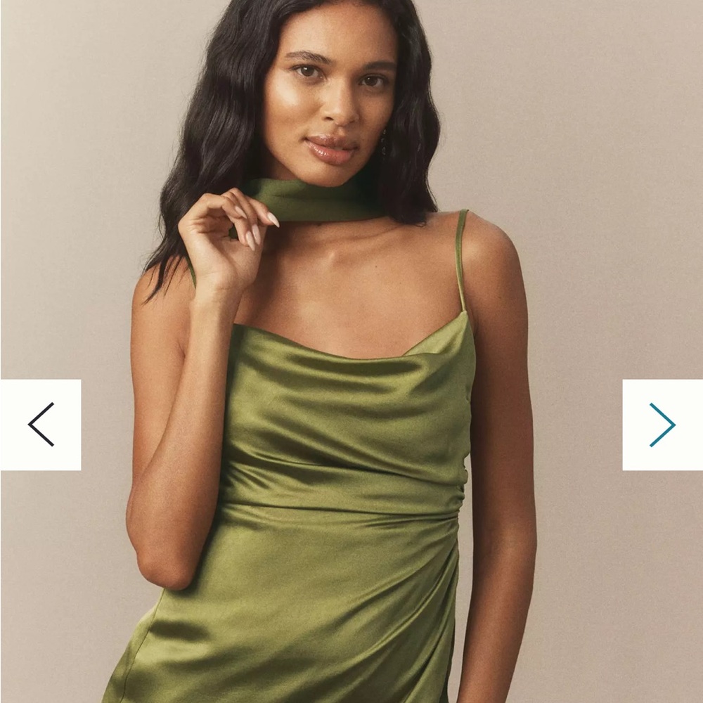 Anthropologie / BHLDN Delaney Scoop-Neck Scarf High-Shine Satin Maxi Dress - Picture 3 of 3